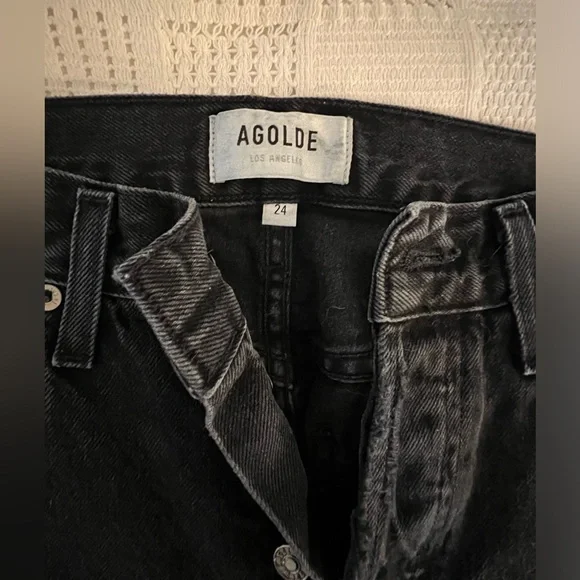 AGOLDE Black Distressed Lana Jeans Size 24 - Picture 2 of 5